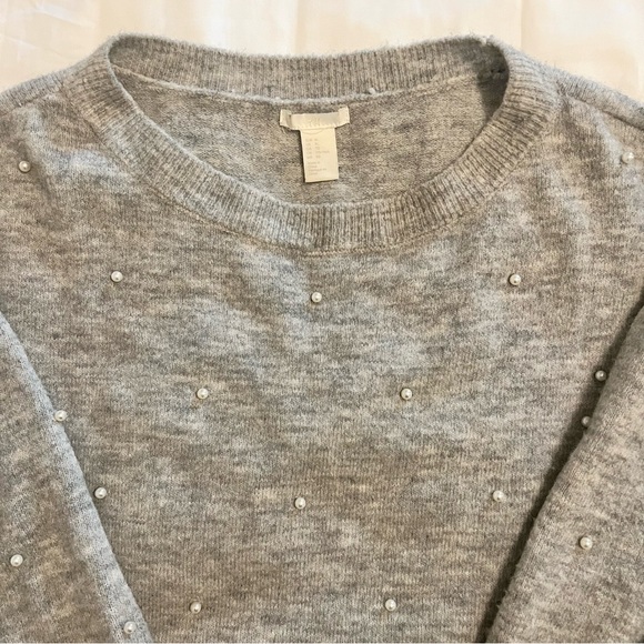 H&M Gray Beaded Pearl Wool Sweater. Size XL. - Picture 4 of 4